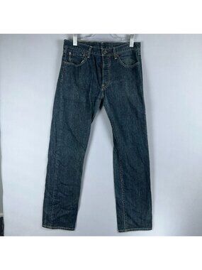 Levis 501 Straight Leg Jeans 100% Cotton Mens Size W33 L34 Blue Dark Wash
